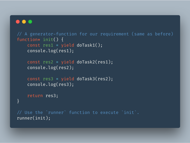 Use `runner` to execute the body of `init`.