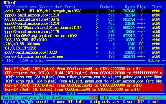 iptraf monitoring tool for linux