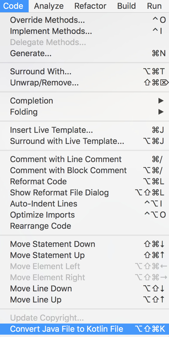Convert Java File to Kotlin File