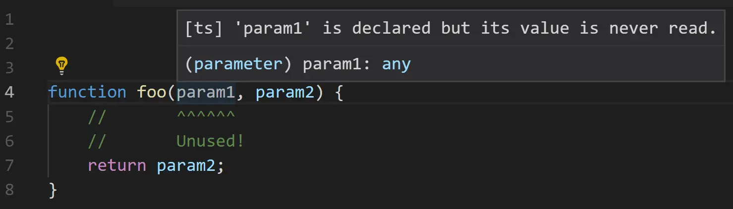 A parameter being grayed out as an unused declaration