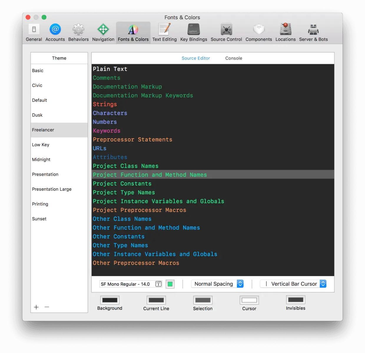 Freelancer-Xcode-Theme