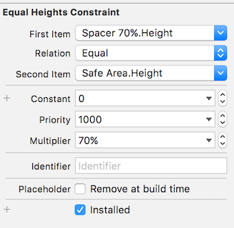 设置为 Safe Area 70%高度