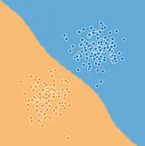 A
well-defined boundary between one class and another.