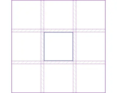 A single item in the center cell of a grid