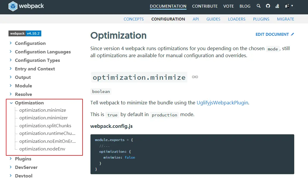 文档对optimization的介绍