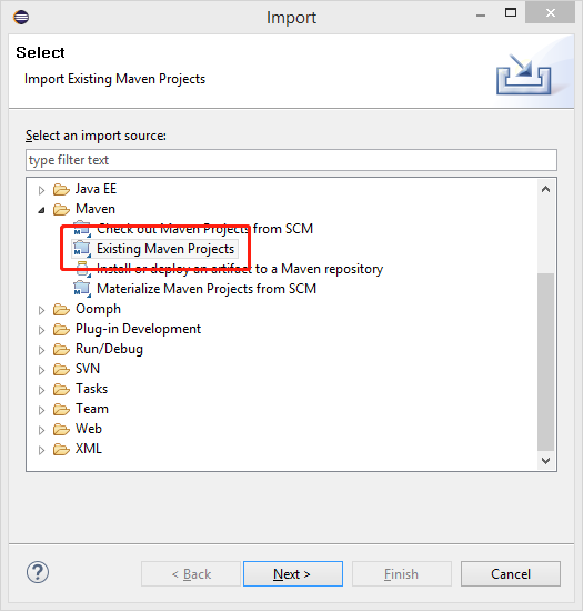 Import Existing Maven Projects