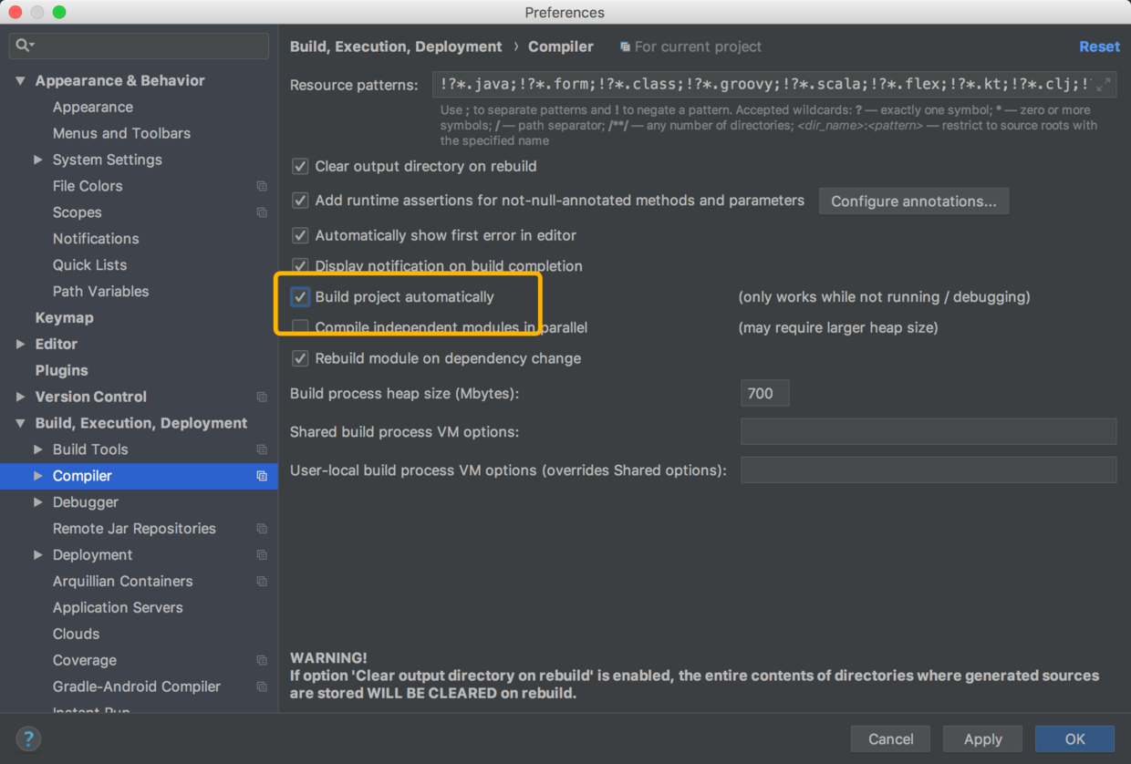 设置IDEA自动编译