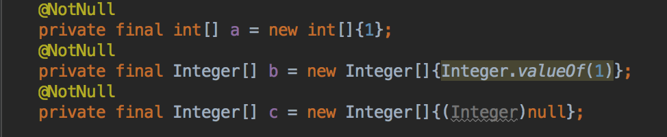 等同Java声明的数组