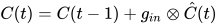 C(t)=C(t-1)+g_{in}\otimes \hat C(t) 