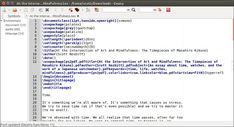 你可以用 Geany 编辑 LaTeX 文档