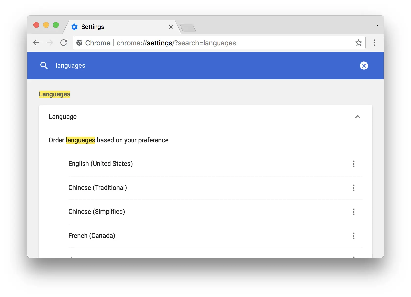 Chrome 的语言设置