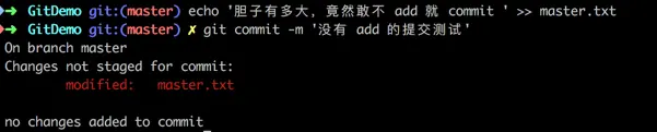 不 add 就 commit 的测试