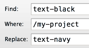 Global Find and Replace text-black with text-navy