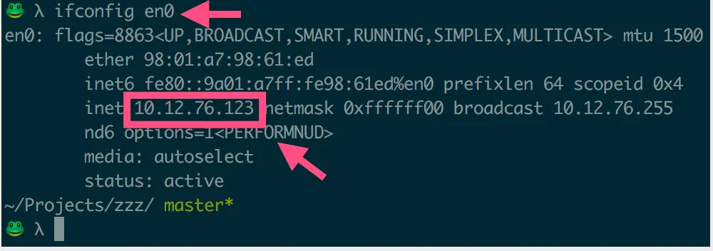 ifconfig get pc's IP address