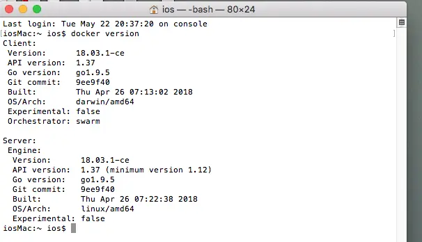 运行命令查看docker版本