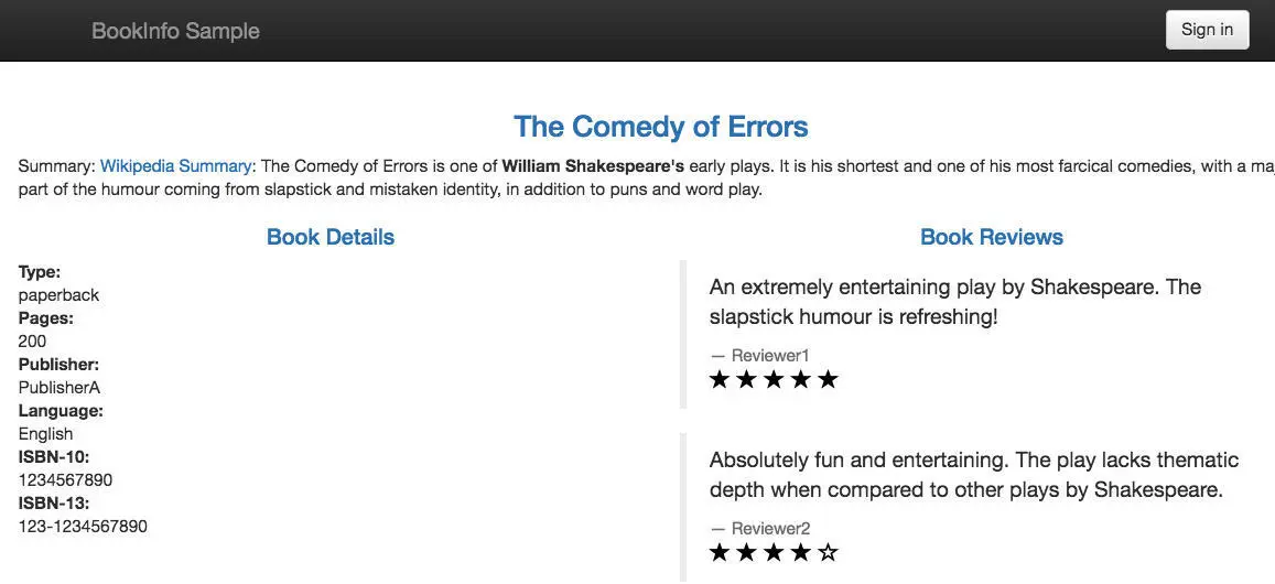 Bookinfo demo
