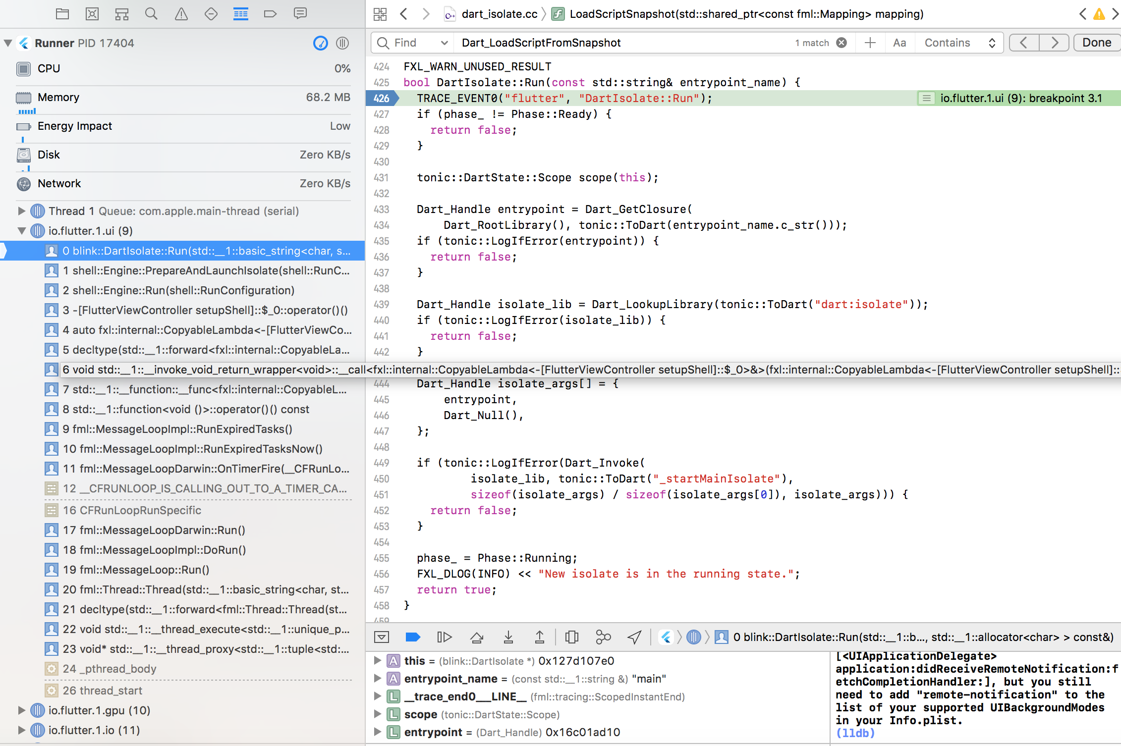 debug isolate main callstack debug isolate main callstack