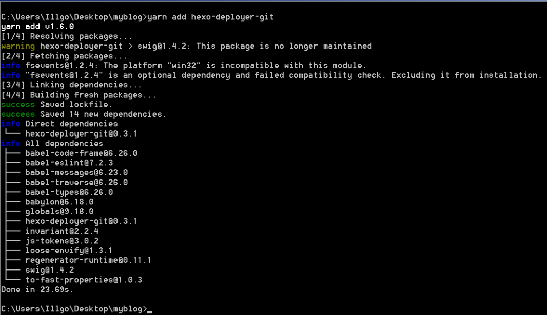 添加包依赖hexo-deployer-git