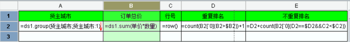 不重复排名报表设计