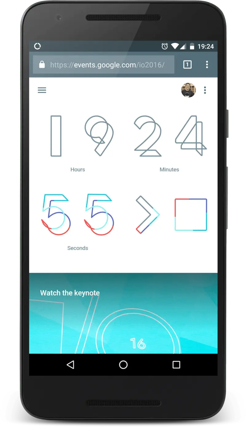 首次加载页面，无弹窗，用户可以将注意力集中在 Google IO