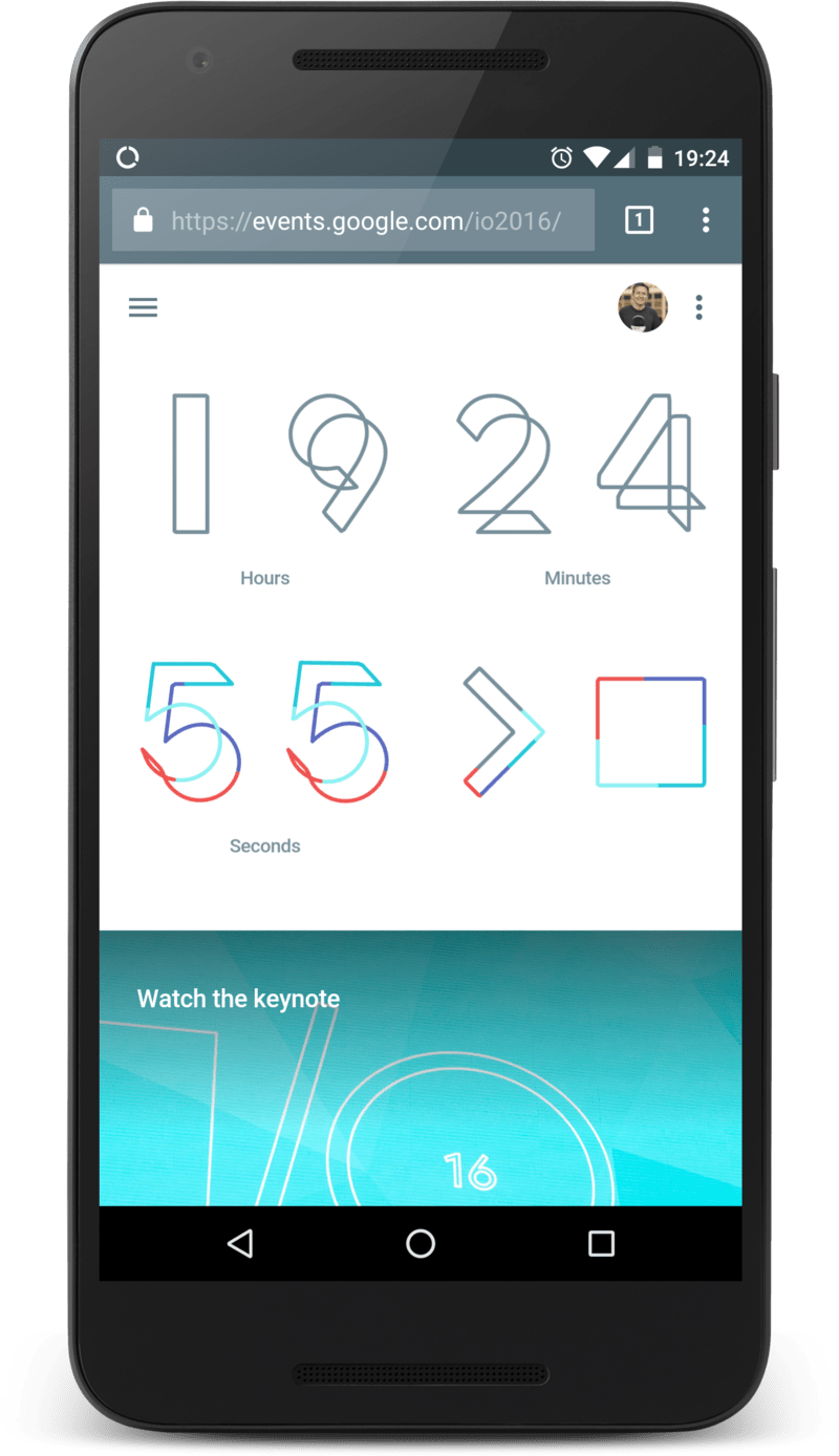 首次加载页面,无弹窗,用户可以将注意力集中在 Google IO
