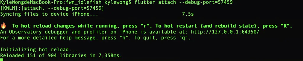 flutter-attach-command