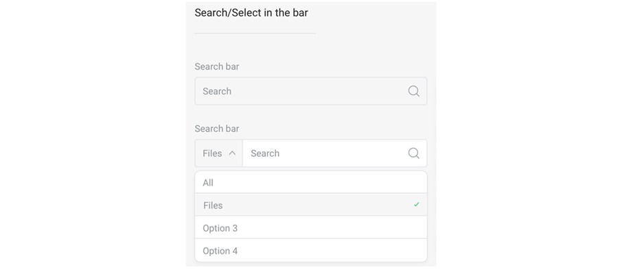 搜索框正常状态和下拉选择状态