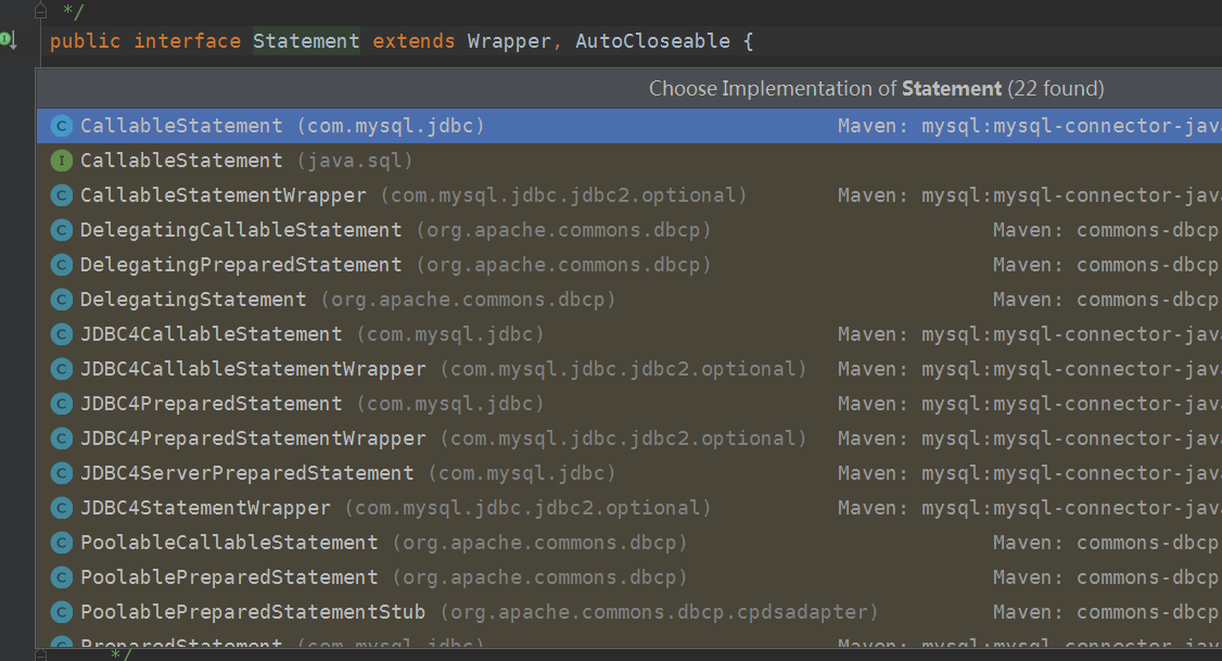 Statement的实现类
