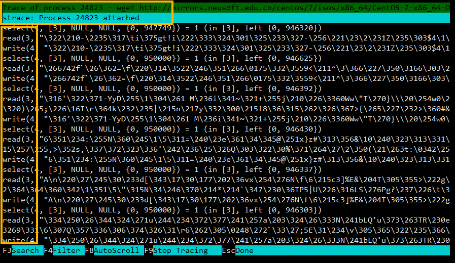 htop 进程跟踪功能