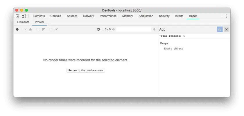 No render times for the selected component