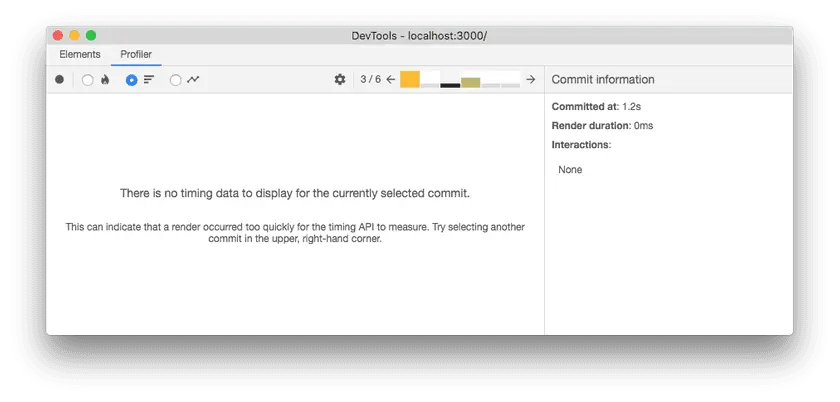 No timing data to display for the selected commit