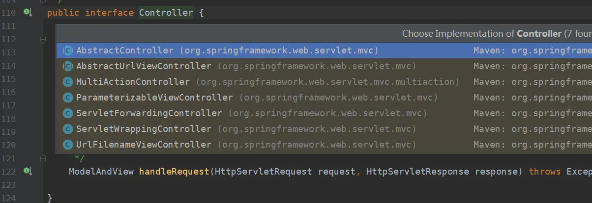 spring mvc Controller 提供的实现类