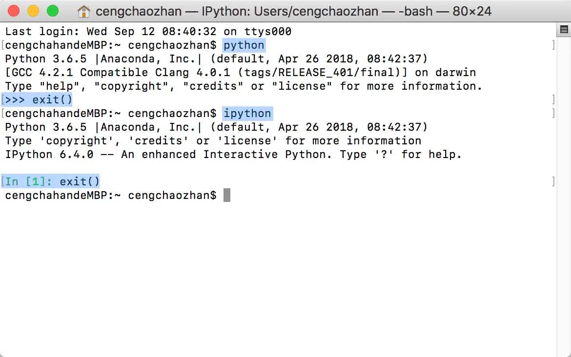 图5-1Python与iPython提示符表现形式