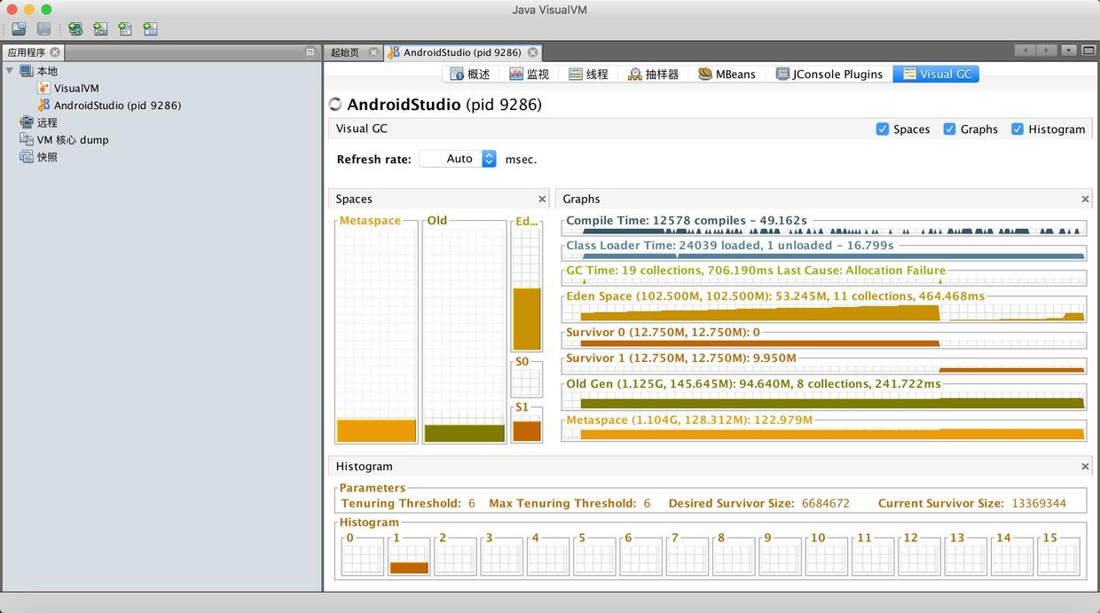 Visual GC里可以查看很多信息