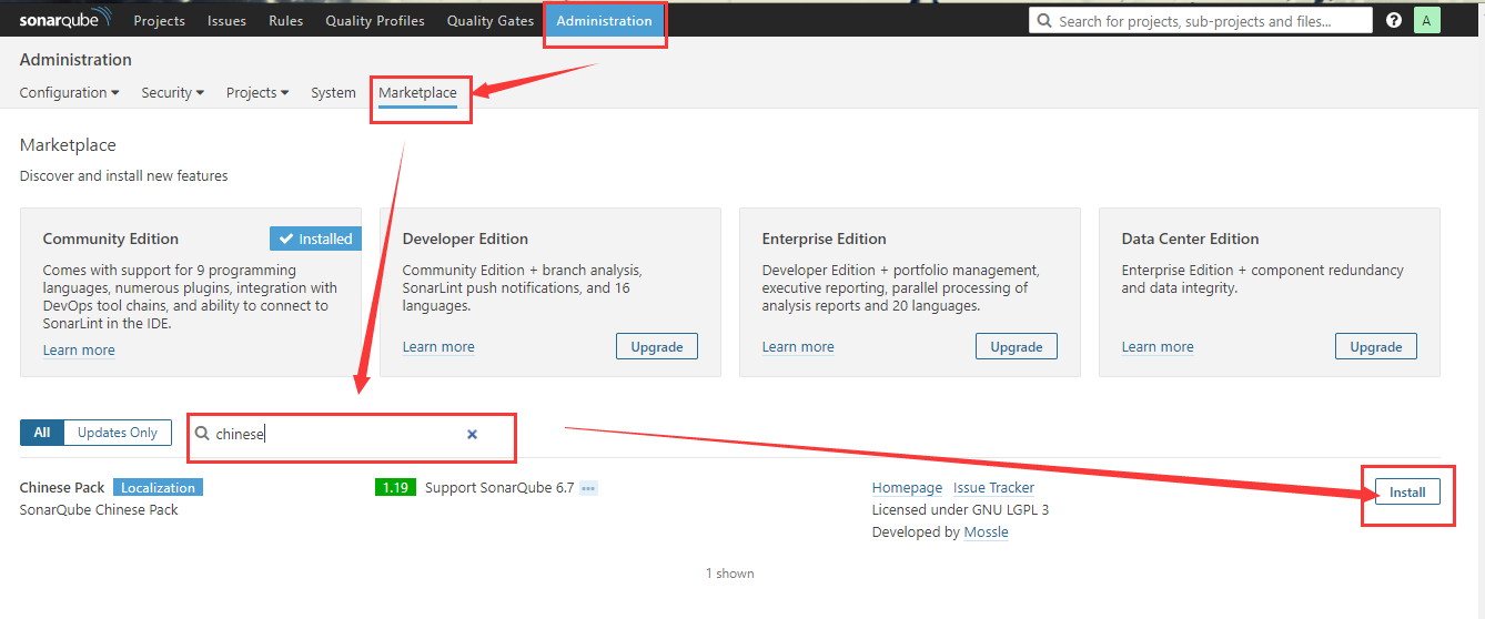 SonarQube 安装汉化包