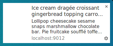 Notification with long title and body text on Chrome on Linux.