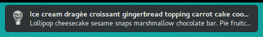 Notification with long title and body text on Firefox on Linux.