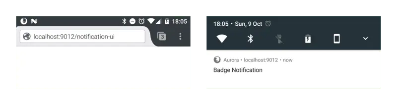 Notification with badge on Firefox for Android.