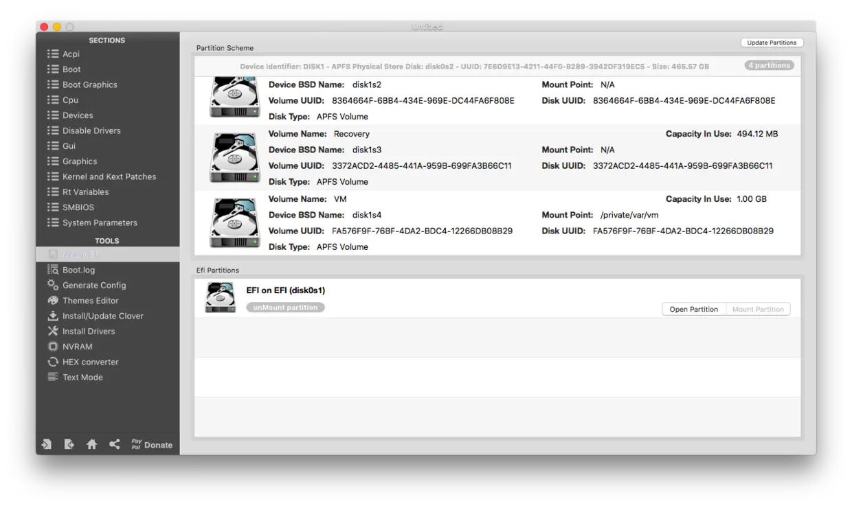 Mount EFI --> Open Partition