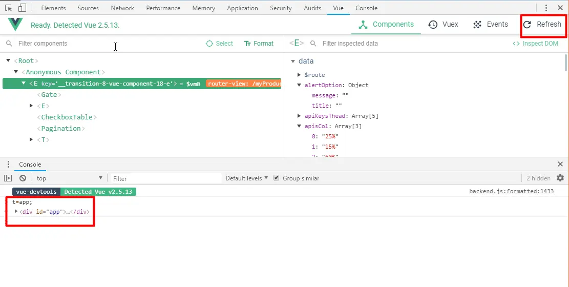 Refresh Vue Devtools