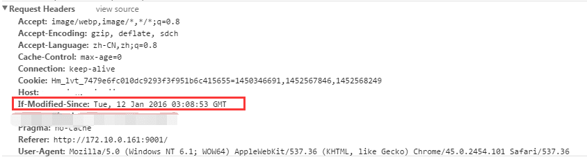 request的header上加上If-Modified-Since