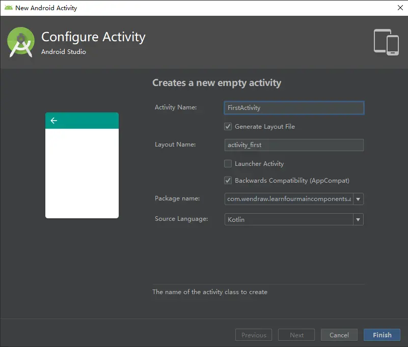 New Android Activity