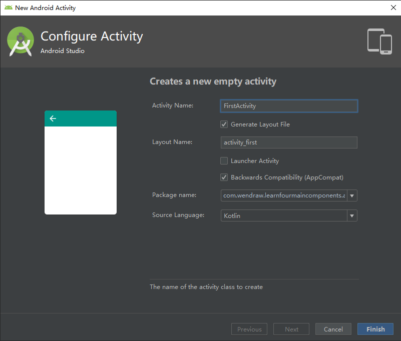 New Android Activity