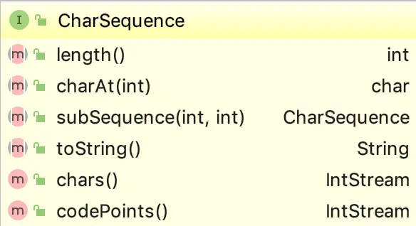 CharSequence接口方法