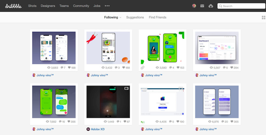Dribbble网站界面