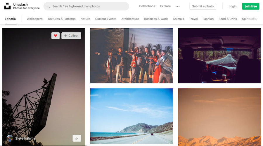 Unsplash网站界面