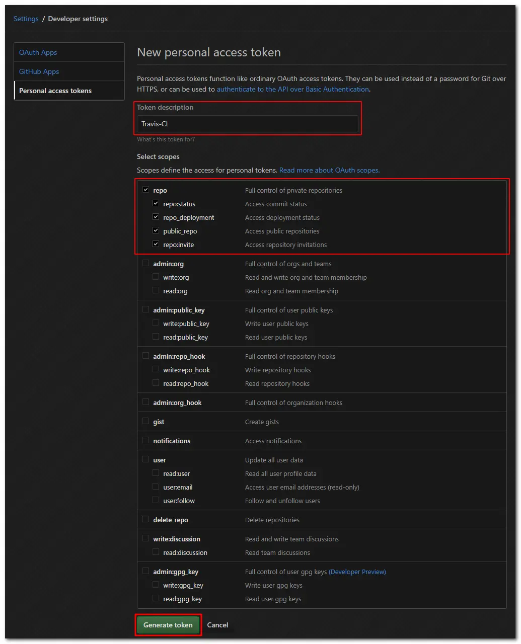 Personal access tokens