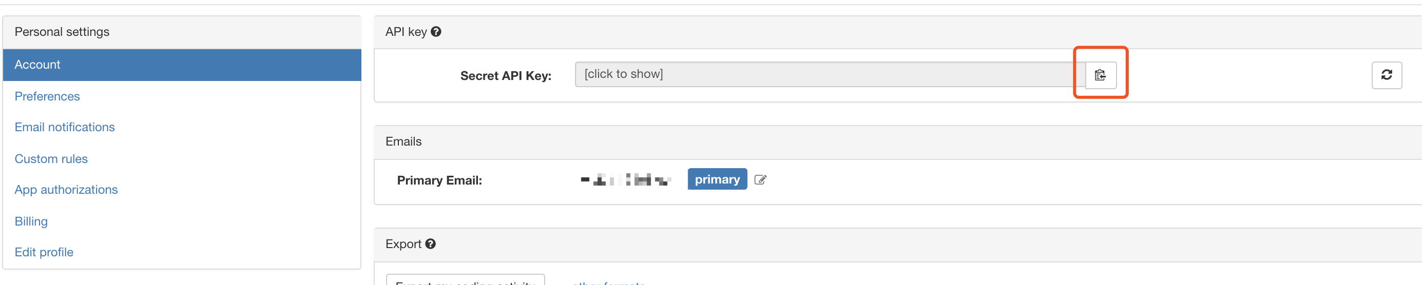 复制 Secret API Key