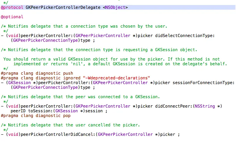 GKPeerPickerControllerDelegate方法