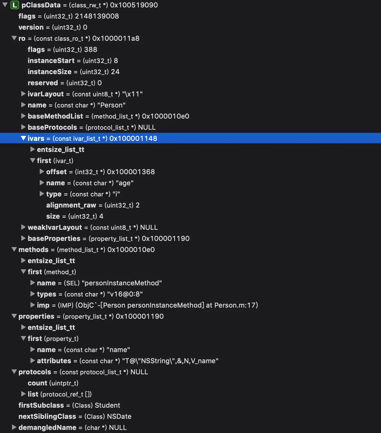 Person类对象信息